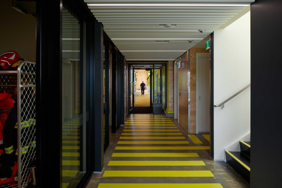 Wellington Airport Fire Station features a range of luminaires from Moth Light, including the Bob Each Way 65 profile which are fitted with RGBW LED strip and commissioned via DALI, allowing the lighting to shift colour in emergency situations.